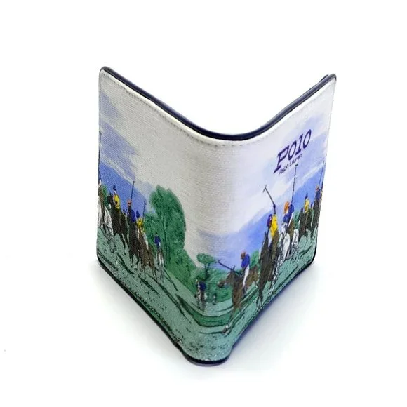 Polo Ralph Lauren Men's Equestrian Polo Player Print Canvas Billfold Wallet - Picture 6 of 15